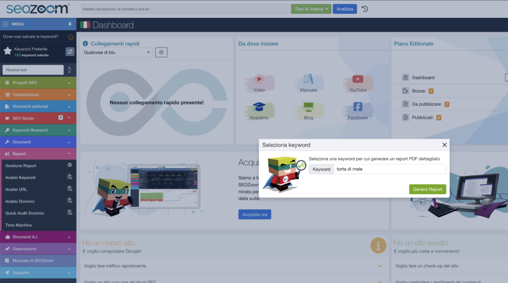 Come impostare report rapidi con SEOZoom